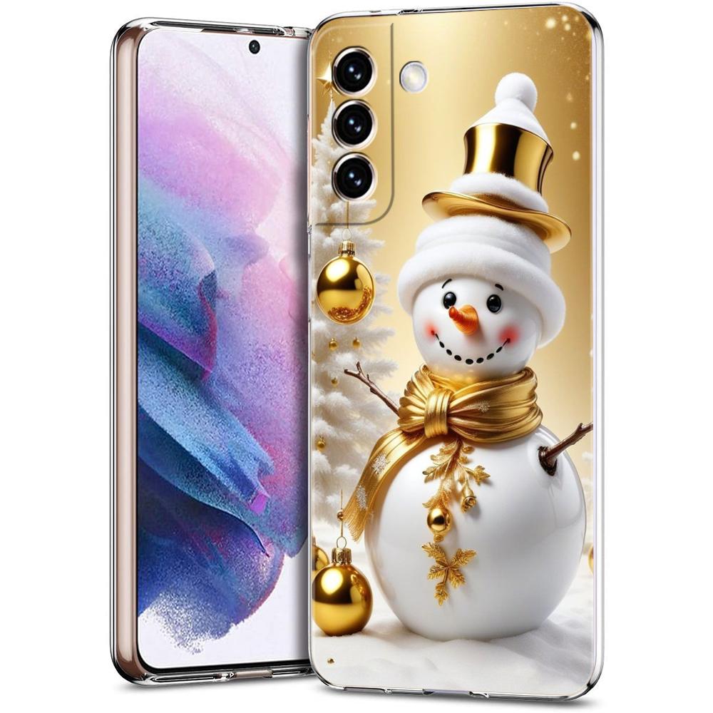 Transparent Phone Case Cover for Samsung Galaxy S25 S24 S23 S22 S20 S21 FE Ultra S24 S23 S10 S10E Plus Christmas Snowman Pattern
