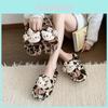Luxurious Leopard Pattern Kt Cat Slippers For Women Warm And Stylish For Autumn And Winter Comfort