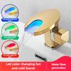 Waterfall Faucet LED Light Intelligent Basin Mixer Tap Color Changing Temperature Sensitive Bathroom Faucets Single Hole
