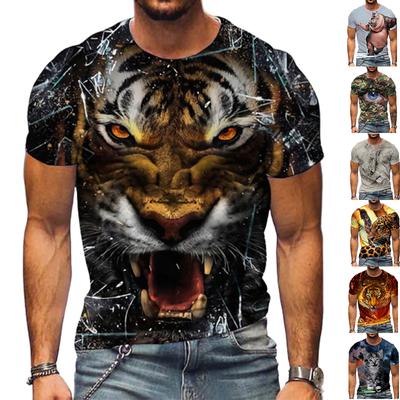New Summer Men's Fashion T-shirt Personality Wise Tiger Printed Men's T-shirt Top