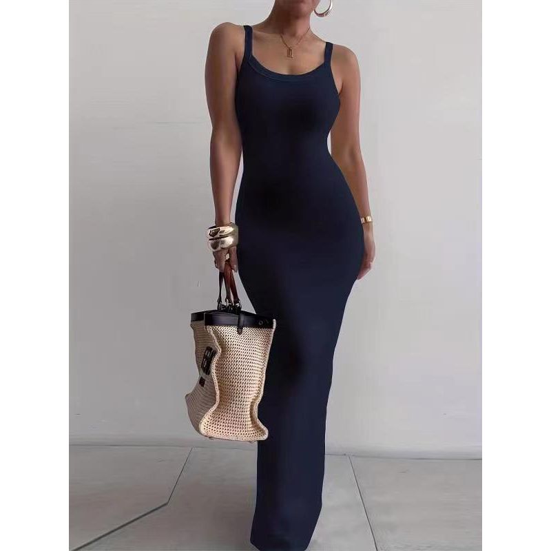 Tailored and Tight Long Dress with Camisole Sling Slim Fit Skinny Long Dress