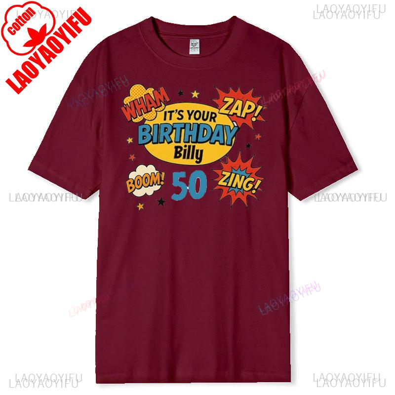 Personalised 50th Birthday Tshirt Wham Zap Retro Comic Book Style Design on Bella and Canvas Premium Tee Fast UK Tracked