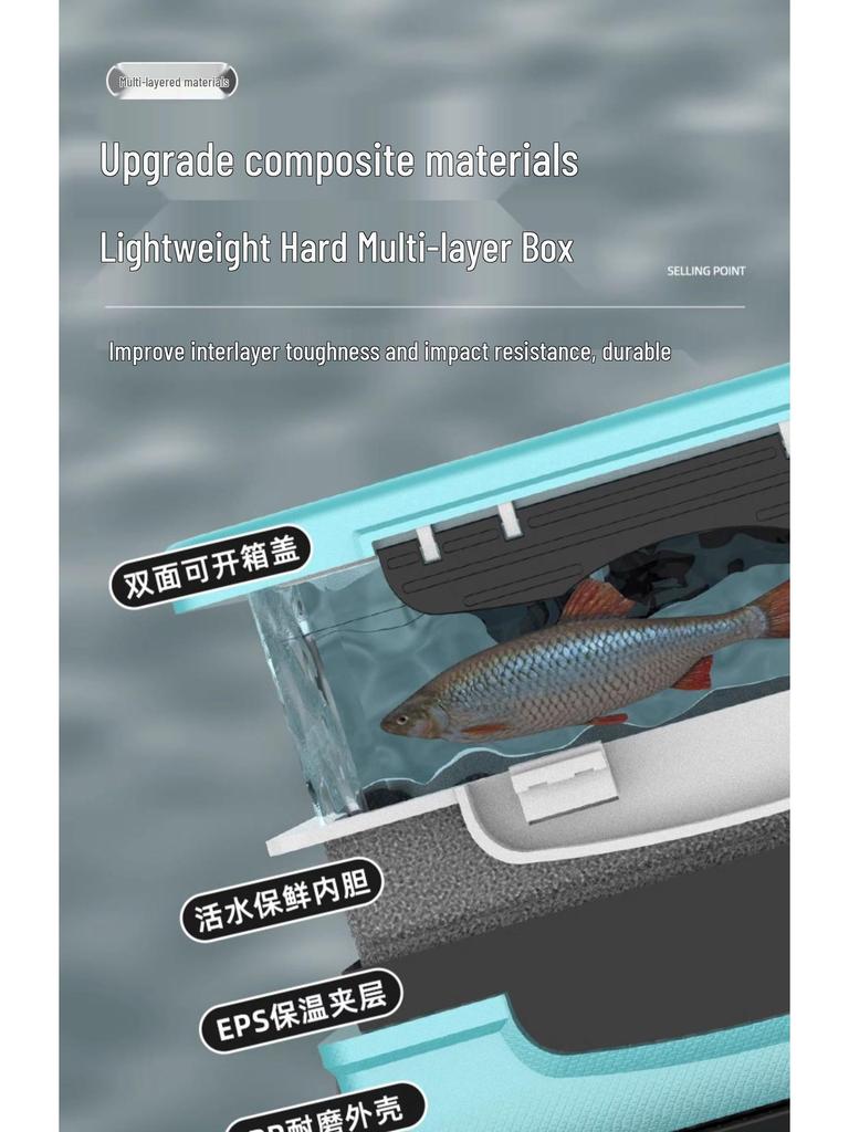 Compact 18L Multi-functional Fishing Tackle Box with Lifting Legs and Seat - Durable Plastic Wild Fishing Platform