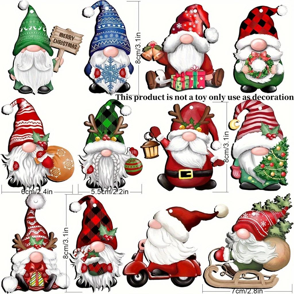 12pcs 24pcs Christmas Gnome Wooden Hanging Ornaments Christmas Tree Decor Gift Decor Gnome Santa Claus Doll Wooden Pendants