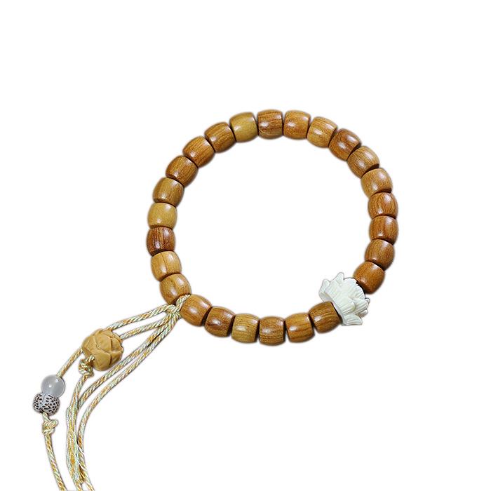 Sandalwood Lotus Bracelet: Men's & Women's Ruyi Running Ring, Wenwan & Green Sandalwood Buddhist Prayer Beads