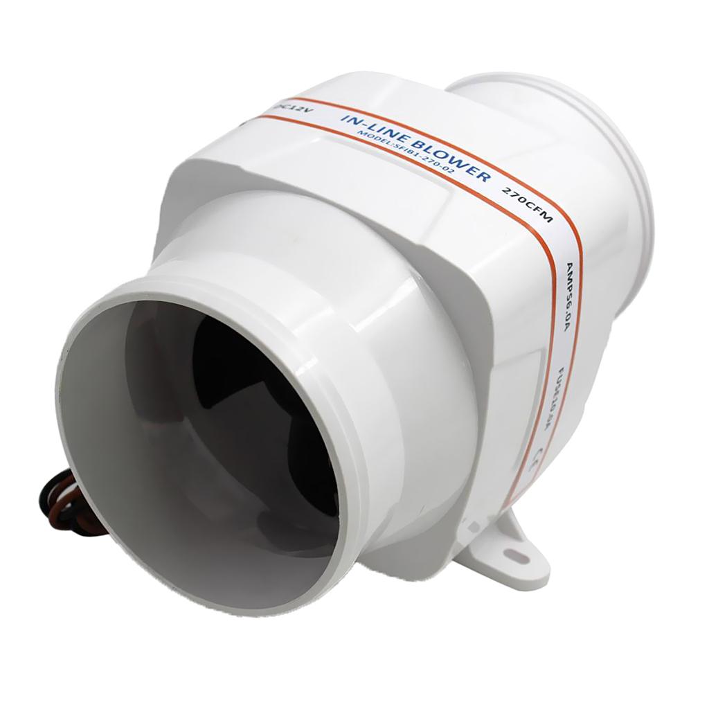 High Flow 270 CFM Bilge Inline Air Blower Moisture Resistant Ventilation Fan for Boat Engine Compartment 12V