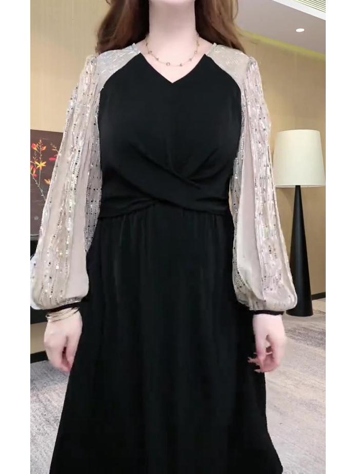 Vestido Lantejoulas Celebridade Primavera Tamanho Grande Emagrecimento - Moda Feminina de Luxo