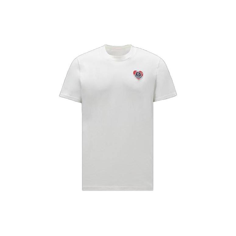 Moncler Logo Print Rechtvallend Crewneck Korte Mouw T-shirt Heren Tops Wit I20918C000418390T034 XL