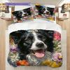 Border Collie Pattern Bedding Quilt Set Quilt Cover Pillowcase Home Decoration Birthday Gift (1 * Duvet Cover + 2 * Pillowcase, Without Core)