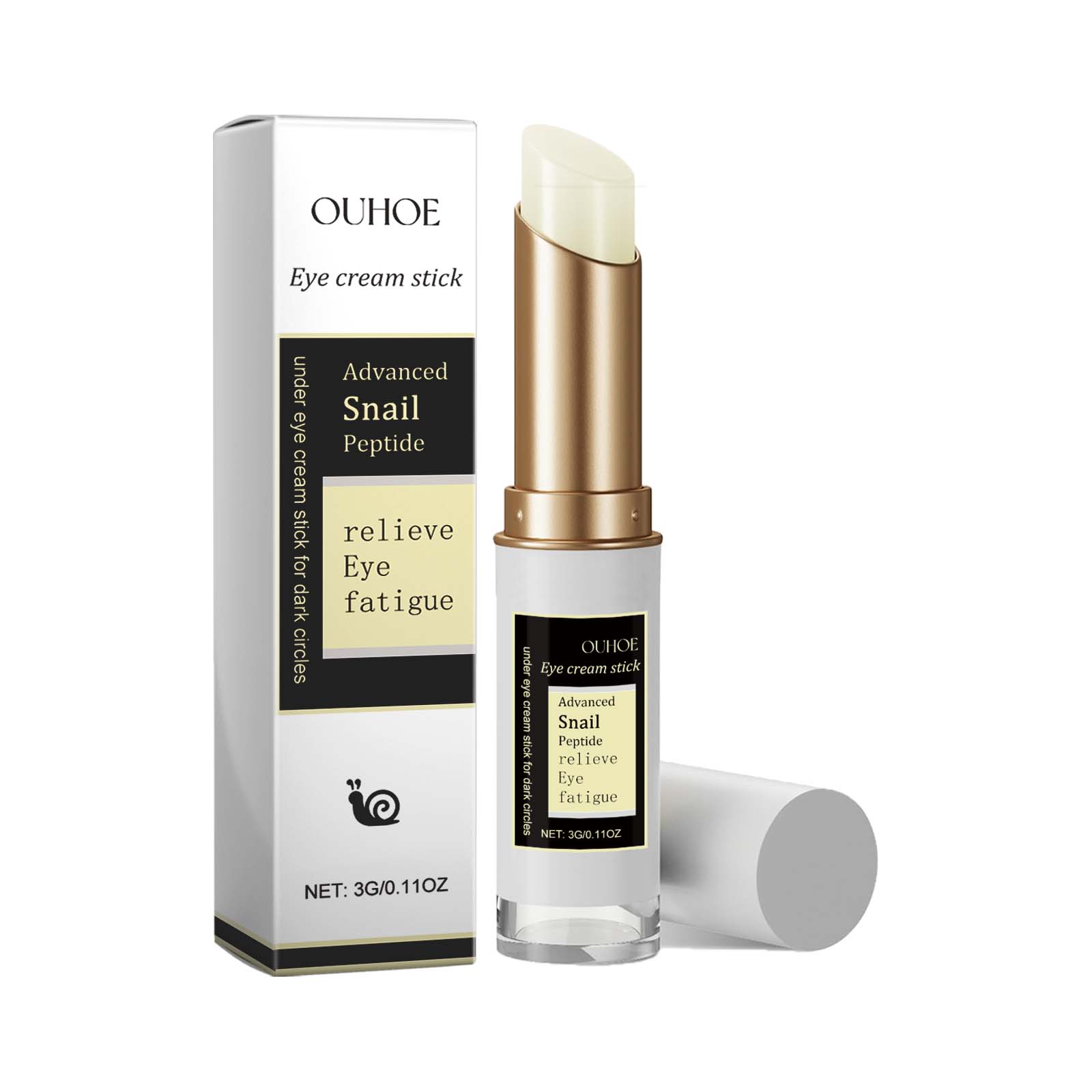 OUHOE Snail Care Eye Cream Stick Reduces Fine Lines and Wrinkles, Tightens Skin Around the Eyes, Nourishing Eye Care Cream