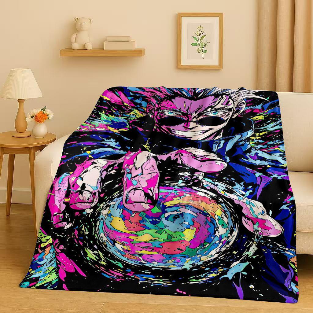 Anime Jujutsu Kaisen Cartoon Itadori Yuj Flanelldecke, Ultraweiche Warme Plüschdecke für Zuhause Schlafzimmer Bett Sofa Abdeckung Kindergeschenk