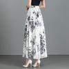 New Summer Retro Ethnic Style Ink-print Chiffon Skirt Women's Long Skirt High Waist A-line Skirt