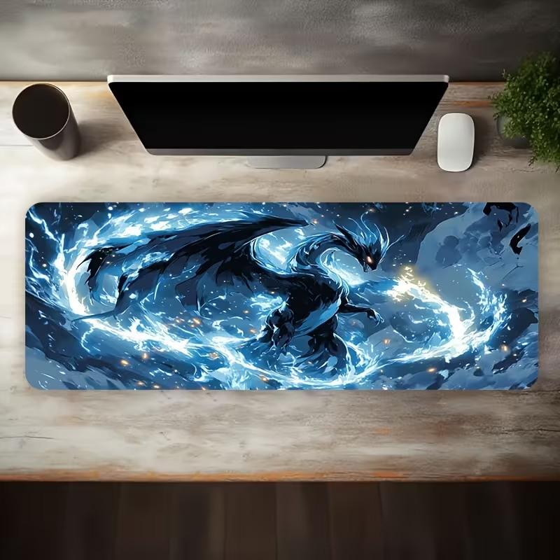 Fantasy Black Dragon Large Desk Mat Antislip Rubber Mousepad For Esport Gaming Room Pc Keyboard Workstation Desktop Decor