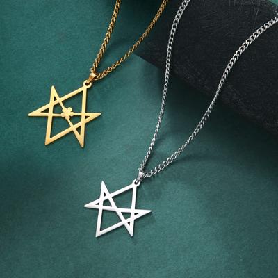 Thelema Unicursal Hexagram Symbol Roostevabast terasest kaelakee meestele Vintage Religioon Talisman Amulett Ehted