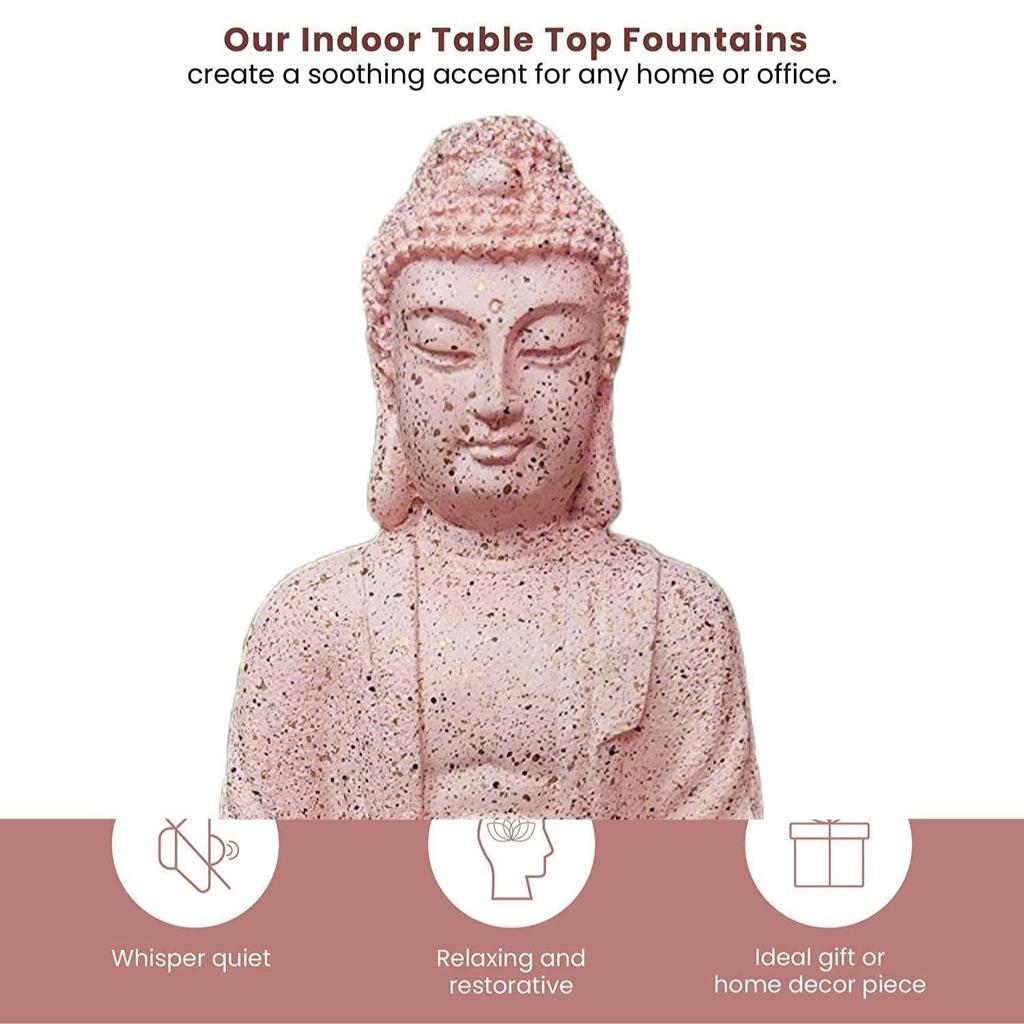Rose Gold Buddha Statue Statues Water Fountain for Living Room Home Decor Good Luck Table Top Indoor Outdoor Gift