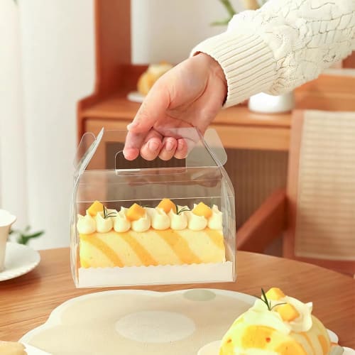 koundeneko Clear Cake Boxes, Set of 10, Dustproof and Waterproof, with Tray and Handle for Easy Transport, Perfect for Cupcakes, Bakery Supplies, Wedd