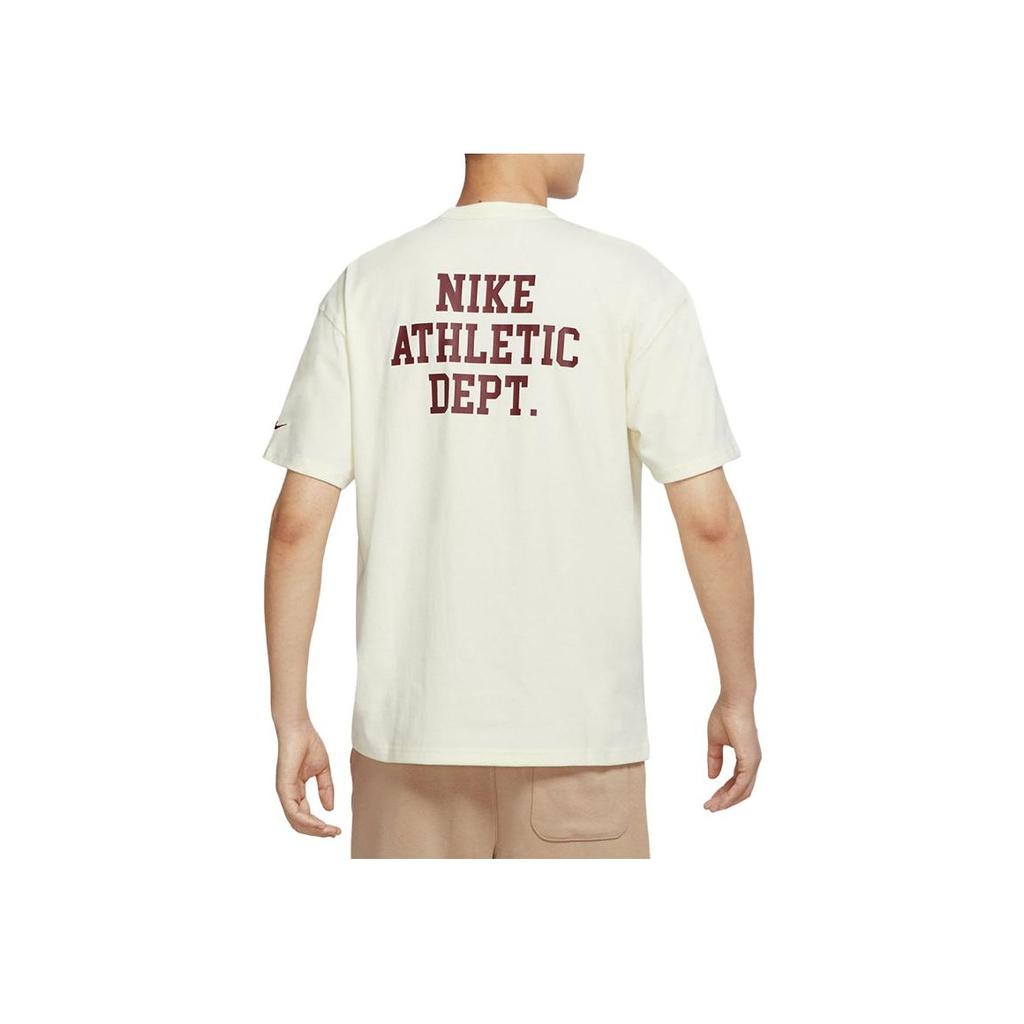Nike Solid Color Brand Logo Letter Print Crew Neck Short Sleeve T-Shirt Men Tops Beige FD0306-715