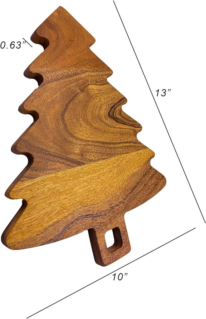 Organic Acacia Wood Chopping Cutting Butcher Block Board for Kitchen, Cheese, Meat, Vegetables, Fruit and Salad (Santa Board 14"L X 12"W)