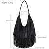 Lange Quasten Damenhandtasche Mode Umhängetaschen für Damen Handtasche Weiches PU-Leder lässige Hobo-Tasche Achseltasche Damen Tote
