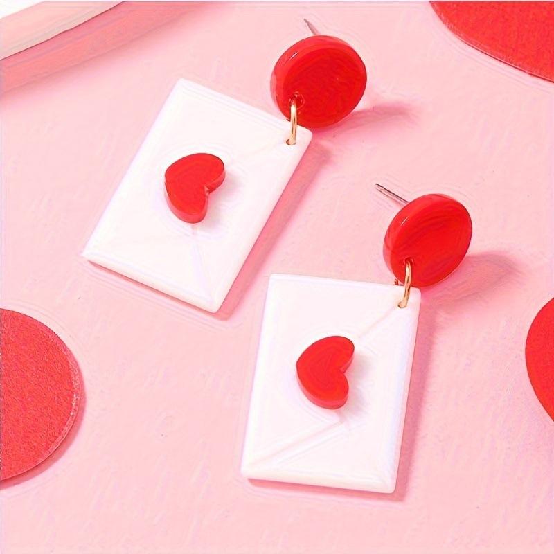 Stylish and simple personality niche design envelope love earrings acrylic jewelry accessories earrings women