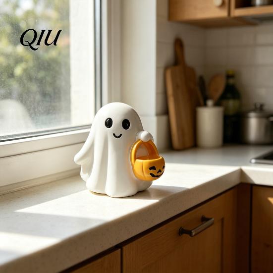 Festive Halloween Decorations Ghost Ornaments, Resin Desktop Hanging Pumpkin Ornaments Basket Design, Decor for Party