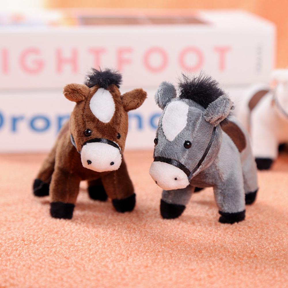 Long Hair Pony Pendant Stuffed Animal Long-haired Pony Keychain Cute Plush Horse Pendant  Gift