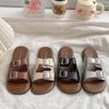 Flat-bottomed French Small Cool Slippers Women's Shoes 2025 New Summer Belt Buckle Fashion Outer Wear Soft-soled Beach Sandals