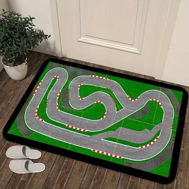 

Race Track Road Map Rectangle Carpet Kids Play Mat Non Slip Floor Rug Boys Room Home Decor Entryway Doormat Car Track Design 40x60cm