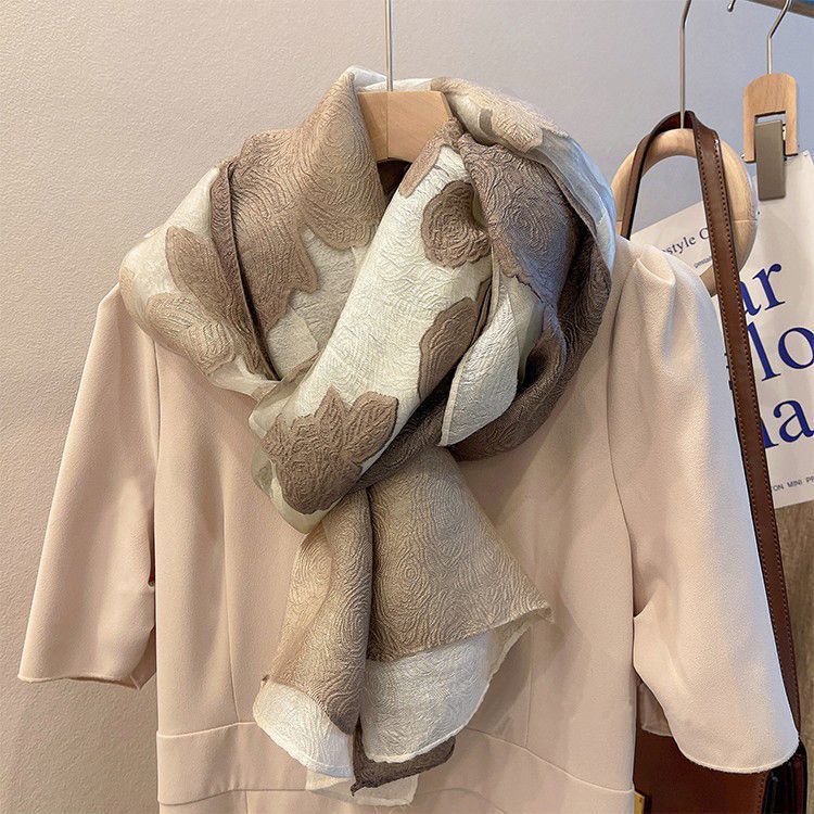 Scarf for Women in Spring and Autumn Korean Version Organza Rose Long Scarf Scarf Shawl