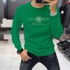 Stylish Rhinestone Men's Long Sleeve Round Neck Shirt - Comfortable, Versatile, Velvet-Thickened for Autumn and Winter.
