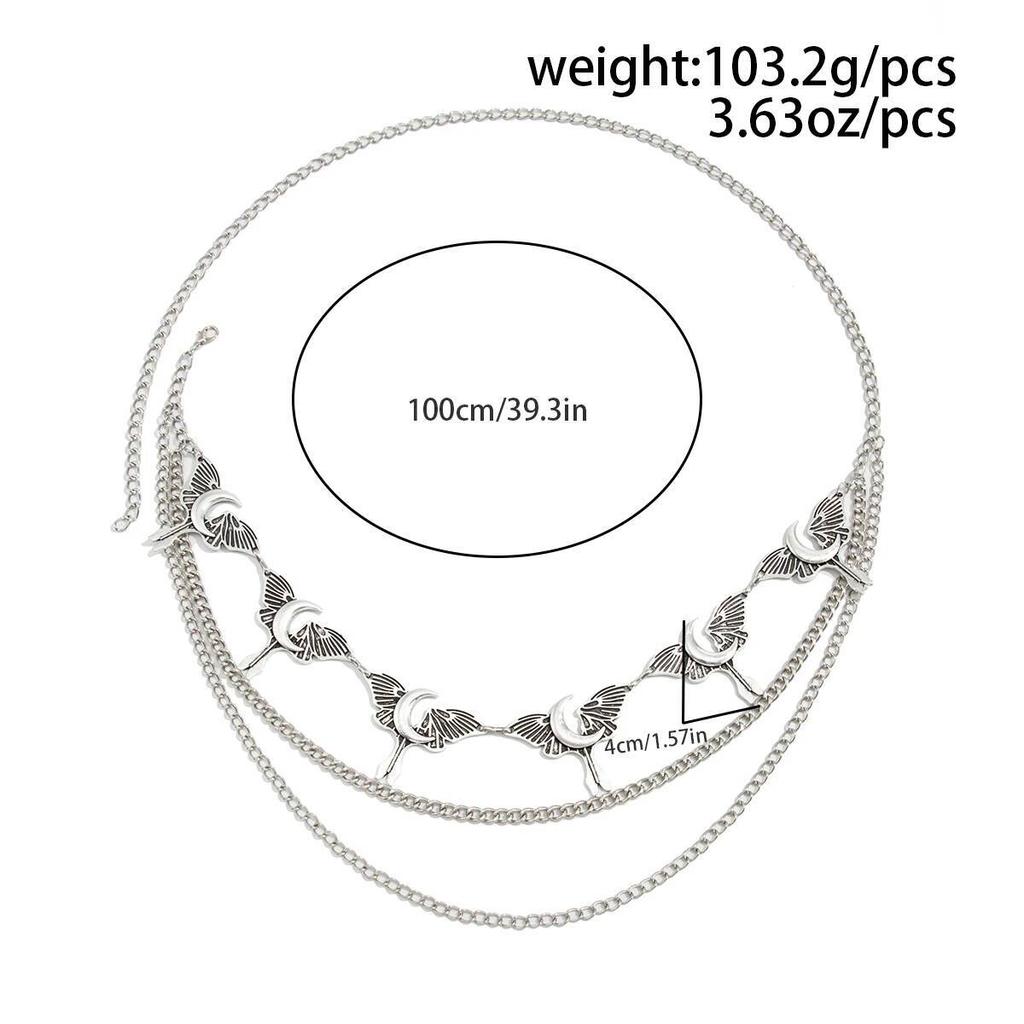 Ingemark Exquisite Creative Butterfly Moon Metal Waist Belts Chain Women Gothic Adjustable Body Chain Halloween Party Jewelry