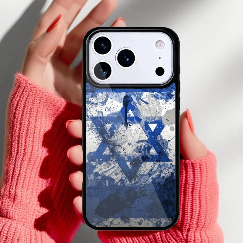 I=srael Flag in Finger Phone Case for iPhone 17 16 15 14 13 Pro Max Back Cover for 12 11 Pro Coque