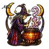 Spooky Home Window Ornaments Halloween Witch And Medicine Cauldron Sticker, Stained Glass Effect PVC Decal Removable Party Supplies for Doors