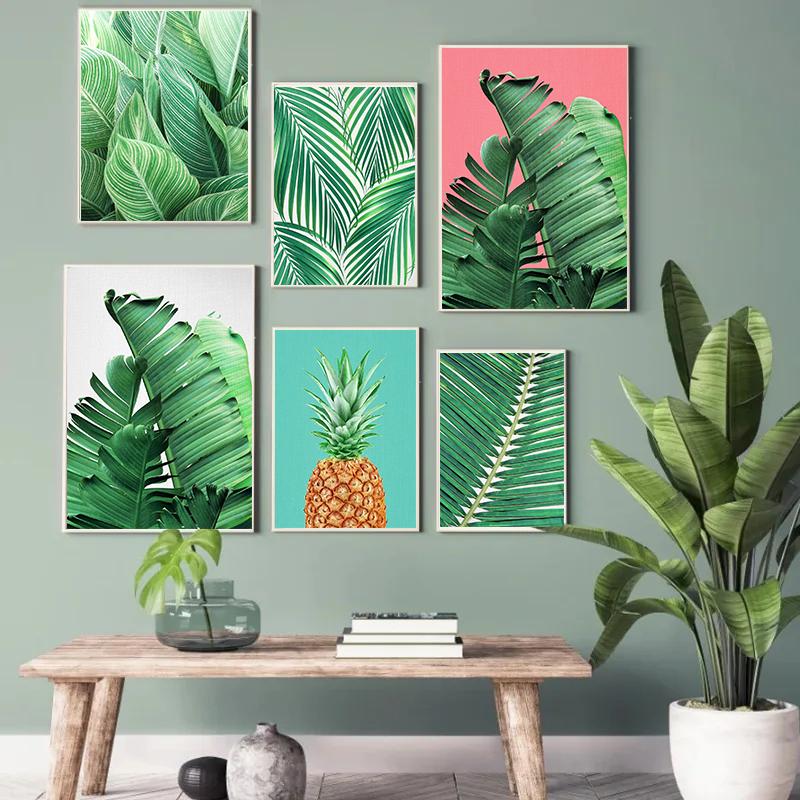 Tropical Plants Poster and Print Toucan Bird Flamingo Parrot Pineapple Canvas Painting Nordic Wall Art Picture Home Decor Cuadro