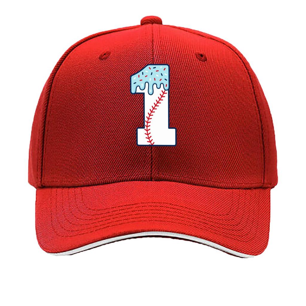 Baseball One Frosted Sprinkle Number Sandwich Baseball Cap Sun Cap Outdoor Workouts Hat