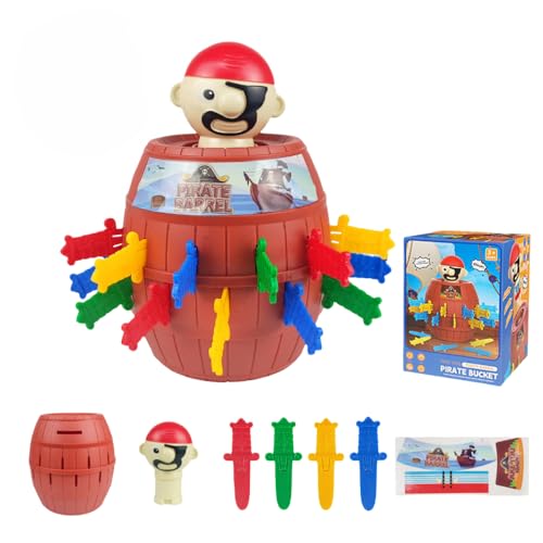Blackbeard s Crisis: Super Pop-Up Function, Sword-Stab Game, Wooden Bucket Design, Pirate Theme, Jumbo Size, Visually Stunning, Suitable for Large Gro