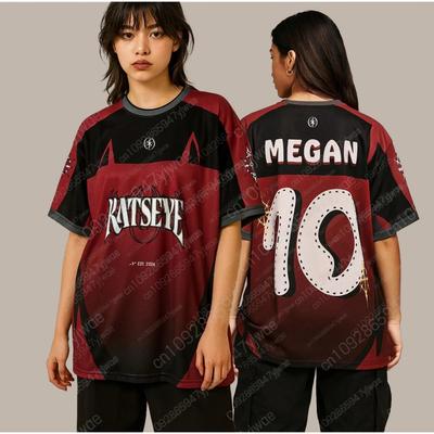 KATSEYE Jersey Short Sleeved Round Neck Loose Fashion Streetwear Fan Gift Summer Women'S Casual Sports T-Shirt Y2k Top