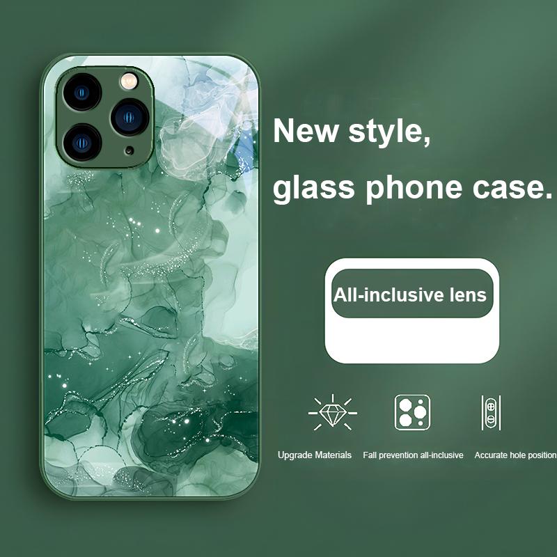 

Акварельная ночная дымка Черный для Iphone 14 13 12 11 Pro Max X XS XR 7 8 Plus 2020 SE Черный Закаленное стекло с металлическим покрытием Чехол для телефона For iPhone 14 ProMax