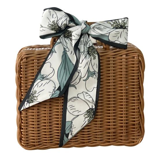 1Set Rattan Suitcase Natural Tasteless Solid Handle Rattan Woven Storage Case for Picnic