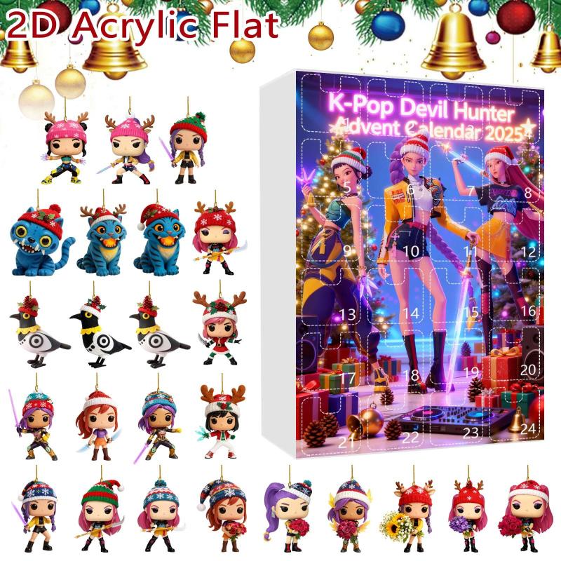 Kpop Demon Hunter Advent Calendar 2D Acrylic Pendant Christmas Tree Hanging Decorative Gift New Year 24 Days Countdown Blind Box