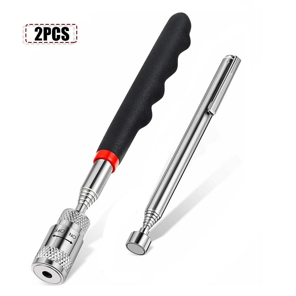Metal Rod Magnet Pickup Tool 1.5lb 10lb Equipment Hand Tools Magnetic Replacement 2Pcs Kit Rubber Grip Metal Rod