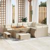 vidaXL 12-piece Garden Sofa Set with Beige Cushions In Poly Rattan and Acacia, Garden Dining Set 3361906