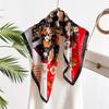 New floral small square scarf imitation silk scarf headscarf women's spring and summer scarf printed neck protection scarf professional scarf