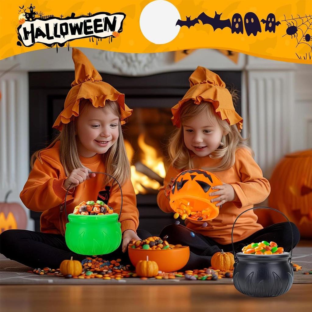 Halloween Candy Bowl 3 Pack Witch Pot Candy Bowls Witches Cauldron Treats Holder Aesthetic Candy Container for Halloween Parties