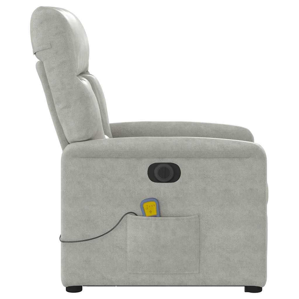 Electric Recliner Chair with Lift Assistance Light Gray Microfiber Fabric