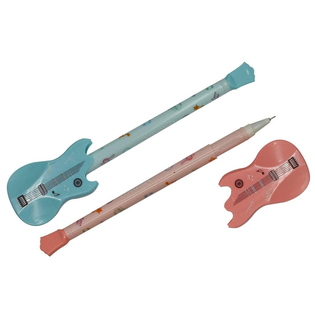 Maydahui Stylová kytarová kuličková pera Sada 8 kusů Černý inkoust Roztomilá gelová pera Hudební nástroj Barevné psací potřeby Psací pomůcka Dárek 0,5 mm