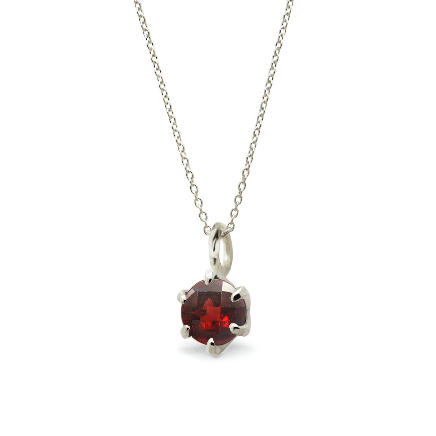 

miwahouseki January Birthstone Garnet White Gold Single Necklace [Miwahouseki] [WG0672GA] червоний