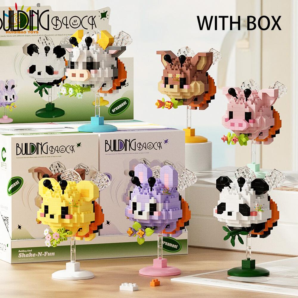 Non-Toxic Moc Cute Animal Model Micro Building Block Panda Rabbit Bee Mini Diamond Model Brick Toy For Children Desk Decor.