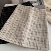 Autumn and Winter Small Fragrant Style Waist Cinching Plaid Skirt Versatile A-line Half Skirt Wrapped Buttocks Short Skirt for Women