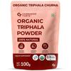Carbamide Forte Triphala Churna Proszek 100% Organiczny | Proszek Triphala Organiczny Z Swarna Amalaki, Haritaki i Bibhitaki | Proszek Trifala - 100g